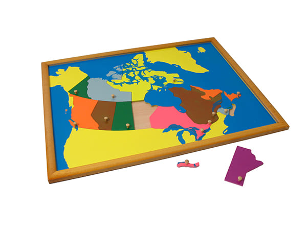Bản đồ ghép hình Canada khung gỗ sồi
