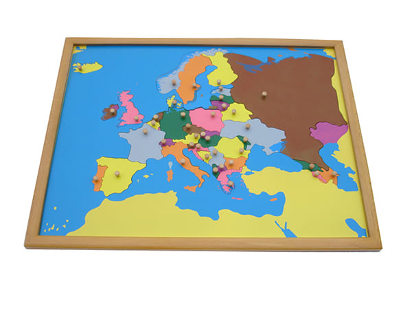 Bản đồ ghép hình châu Âu khung gỗ sồi